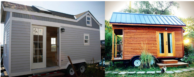 The popularity of the tiny house such as these has grown in recent years due to exposure on television. Photo (left): Tomas Quinones, Flickr Creative Commons. (right) Tammy Strobel, Flickr Creative Commons