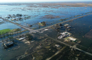 Hurricane flooding damage to Louisiana's Gulf Coast region.
