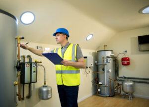 engineer checks solar pv control panel