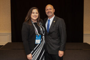 International Code Council Board Shadow Program participant Tela Gardner (left) with Code Council Board Director David Spencer (right).