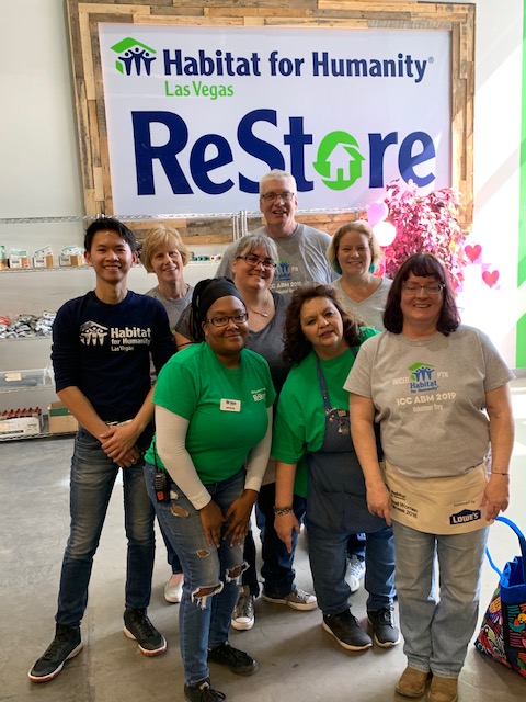 WICED and PTN helped out at a local Habitat ReStore in Las Vegas, From left clockwise, Restore staff, Eirene Knott, Serena Locke, Dave Byl, Sarah Rice, Tamara Hagerman and two other Restore staff members.