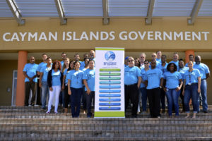 The staff of the Department of Planning in the Cayman Islands celebrate 2018 Building Safety Month by wearing their themed shirts and participating in an event at one of the local hardware stores.