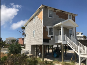 The exterior damage of Tim Schmitz’s home in the Florida Panhandle following Hurricane Michael.
