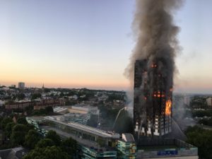 The Grenfell Tower Fire in North Kensington in London, England, in June 2017.