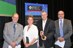 Pictured (left-right): IREC Board Chairman Larry Shirley (president of Shirley Associates), IREC Director of Workforce Development Laure-Jeanne Davignon, ICC-SRCC Vice President of Technical Services Shawn Martin, and IREC Board Director Ken Jurman (renewable energy program manager with the Virginia Department of Mines, Minerals and Energy).