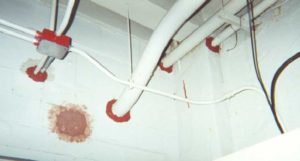 Example of proper installation of through penetration firestopping