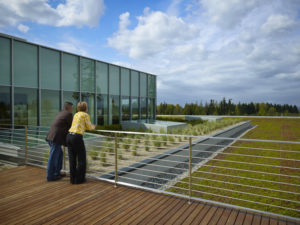 Seismic base isolation and a rotary uninterrupted power supply system were some of the resilient design strategies adopted for a date center at the Nintendo of America headquarters in Redmond, Wash. Photo: Benjamin Benschneider