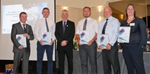 All entrants for the Buildings Standards Community and Building Safety Award are recognized by Stephen Garvin of the Building Standards Division.
