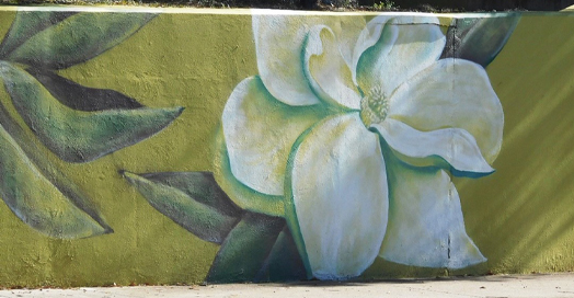murals to address blight, flower on wall