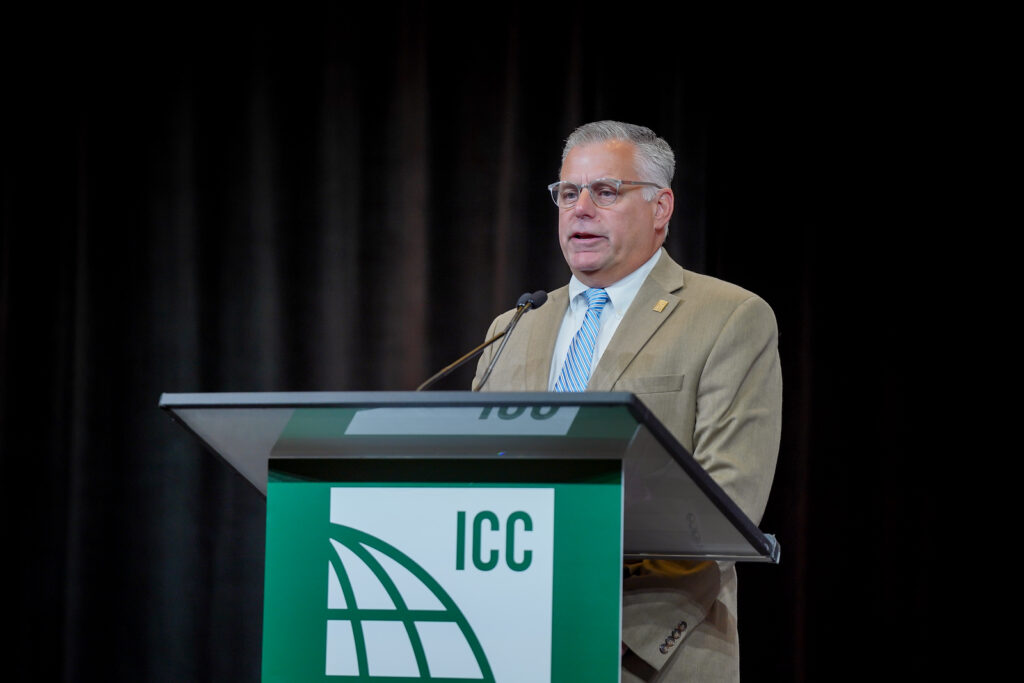 Code Council Director Mike Boso presenting awards during the 2023 Awards Luncheon