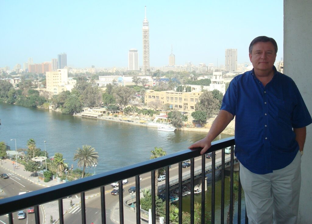 Paul overlooking the Nile River in Cairo, Egypt 