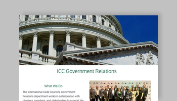 Screenshot of ICC Government Relations home page