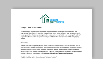 Building Safety Month Letter to Editor Template