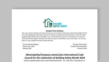 Building Safety Month Press Release Template