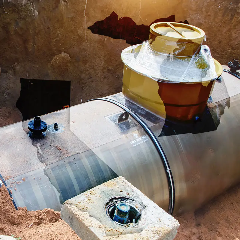 underground storage tank with state shapes of Michigan and California overlay